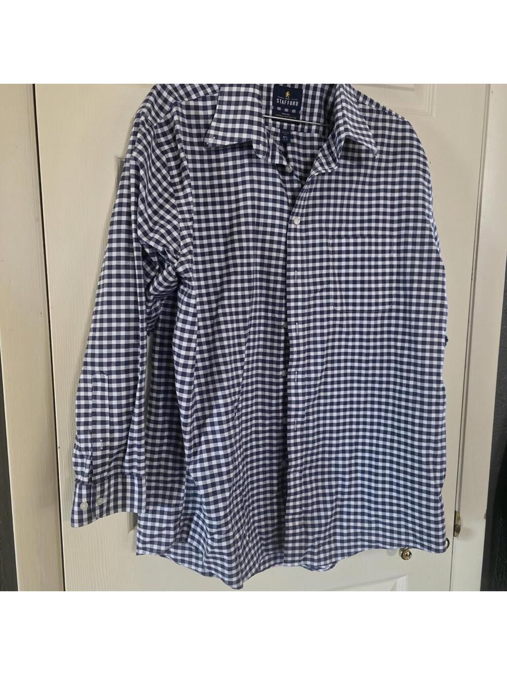 Stafford Travel Wrinkle-Free Oxford Button-Down Shirt - Regular Fit, 17.5 Collar